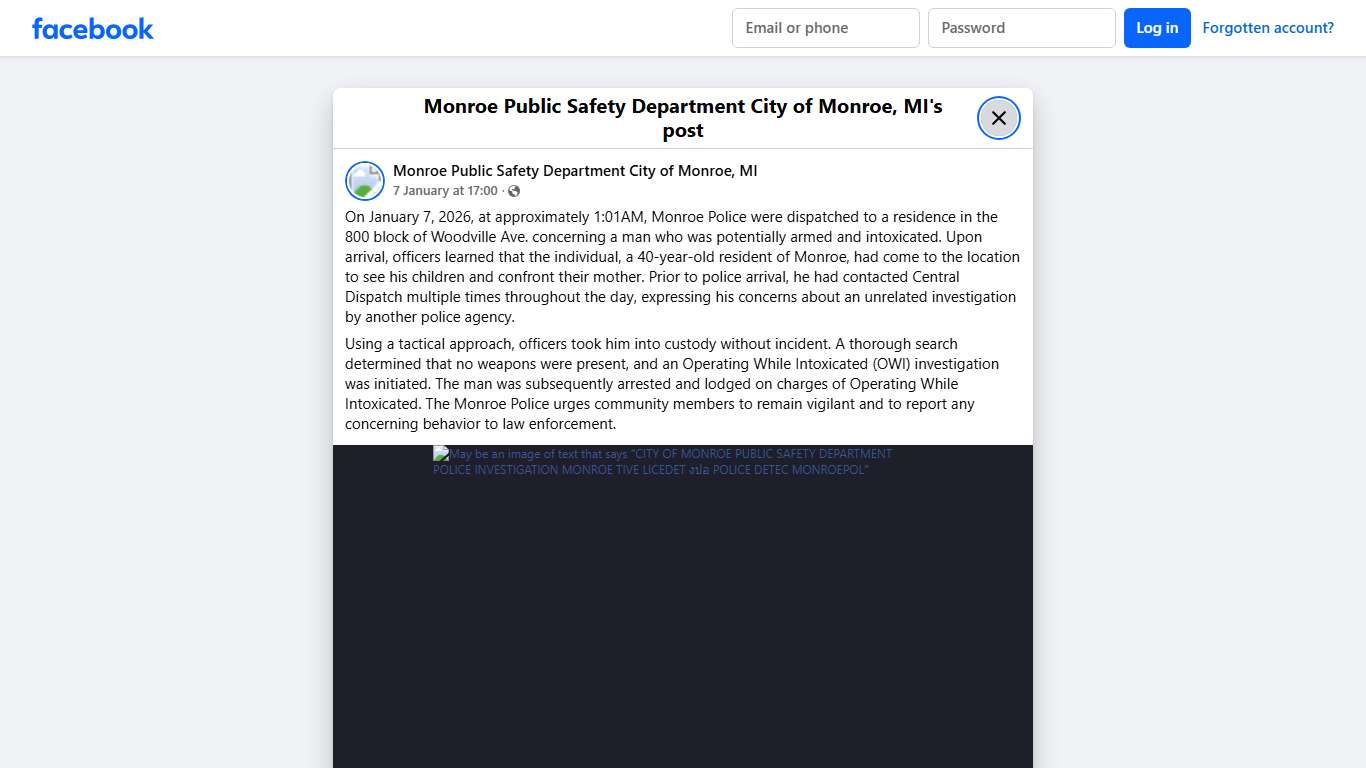 On... - Monroe Public Safety Department City of Monroe, MI Facebook