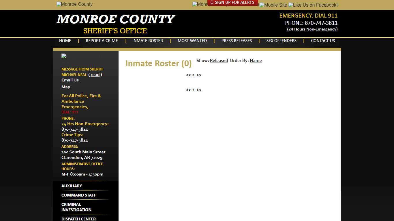 Inmate Roster - Current Inmates Booking Date Descending - Monroe County Sheriff AR